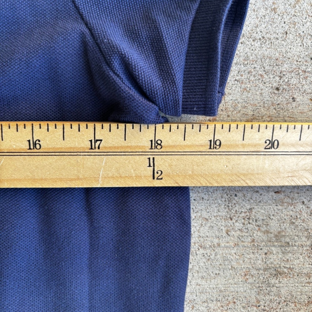 Y2K Ralph Lauren Sport Navy Blue Pima Cotton Sash Stripe Polo Shirt XL Big Pony - Picture 6 of 7